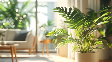 Fototapeta premium Stylish plant in contemporary pot for modern living room decor high resolution picture