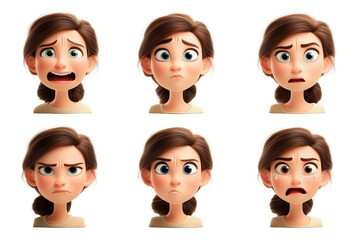 Cartoon-Gesichter mit verschiedenen Emotionen PNG mit transparentem Hintergrund

