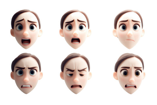 Cartoon-Gesichter mit verschiedenen Emotionen PNG mit transparentem Hintergrund

