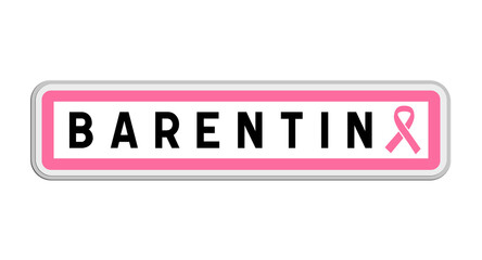 Panneau de sortie de Barentin, Seine-Maritime, Normandie avec Ruban Octobre Rose