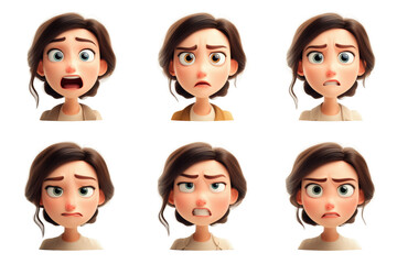 Cartoon-Gesichter mit verschiedenen Emotionen PNG mit transparentem Hintergrund

