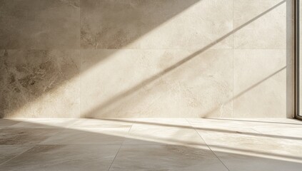 Minimalist beige interior with natural light