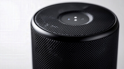 Obraz premium Close up view of a cylindrical speaker isolated on a white background