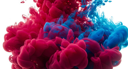 Aesthetic Combination Of Red And Blue Ink Cloud On White Background