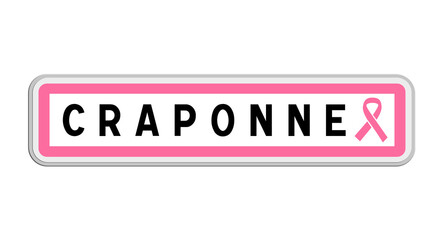 Panneau de sortie de Craponne, Bouches-du-Rhône, Provence-Alpes-Côte d'Azur avec Ruban Octobre Rose