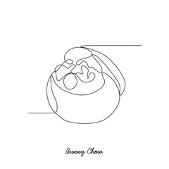 One continuous line drawing of Bunny Chow food vector illustration. African traditional food in simple linear style vector design concept.  African Food for your asset design and educational purpose.