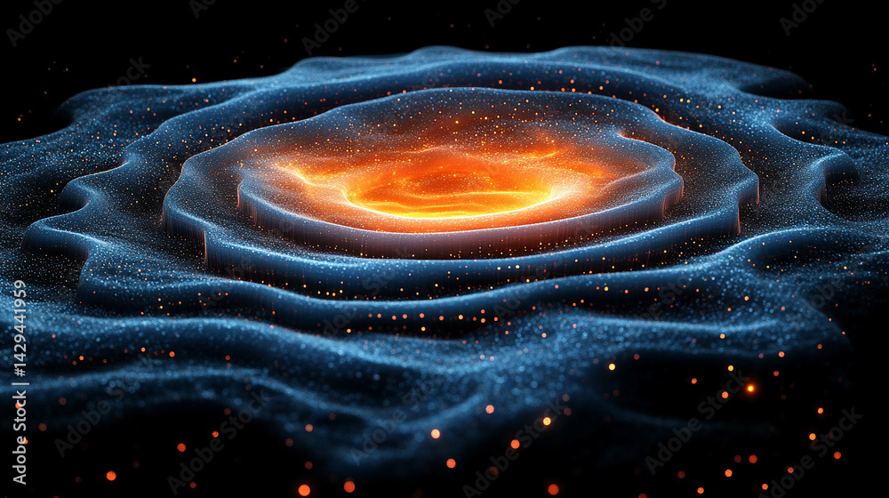 Poster glowing round illuminated lines with motion blur represent futuristic speed connectivity and infinit