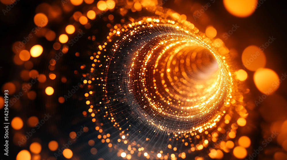 Poster glowing round illuminated lines with motion blur represent futuristic speed connectivity and infinit