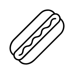 Delicious hot dog clip art vector illustration tasty grilled sausage in bun outline drawing icon 90
