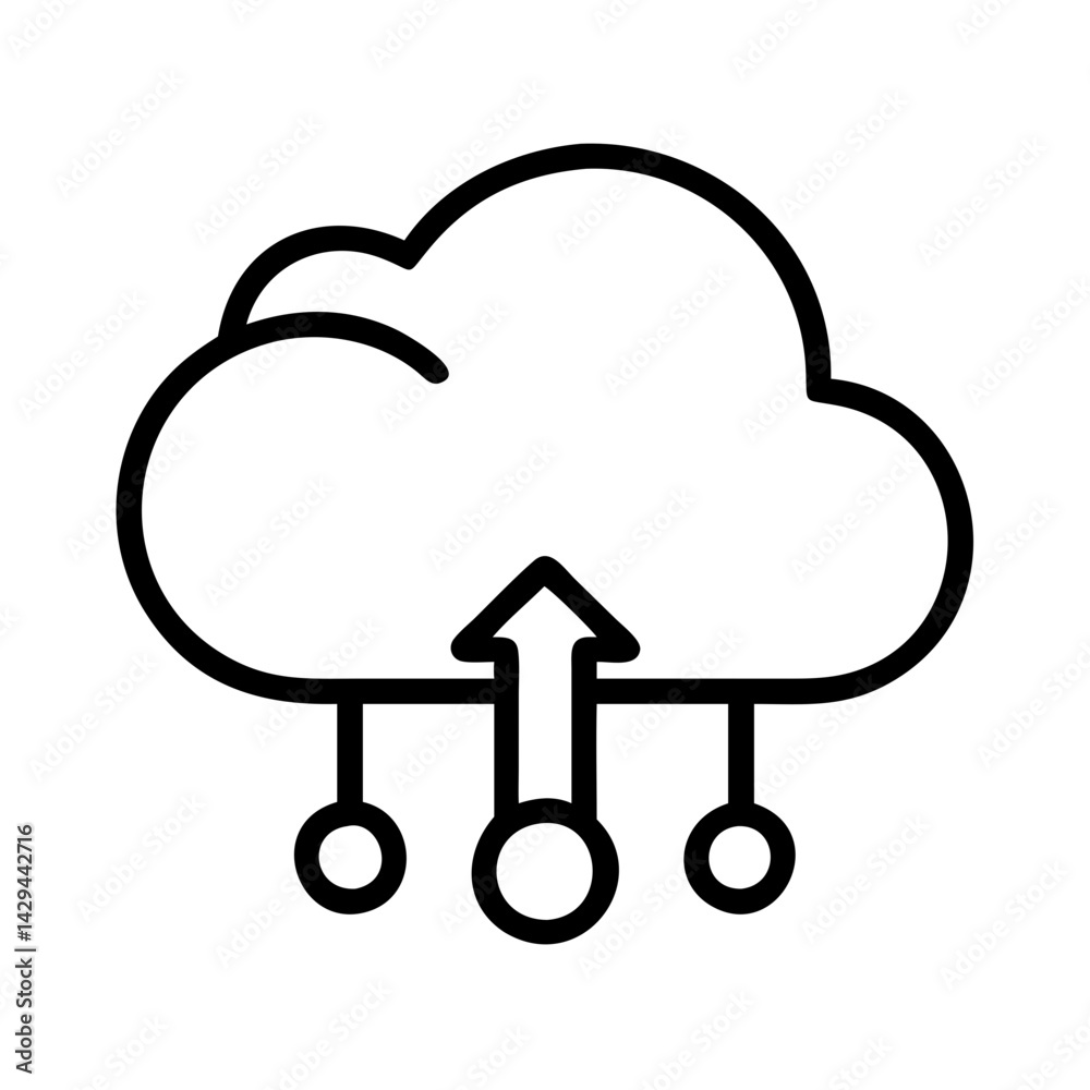 Poster Cloud storage upload icon vector illustration for data transfer backup and networking concept