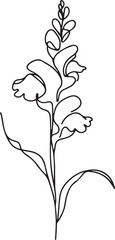 Snapdragon flower icon line drawing on white