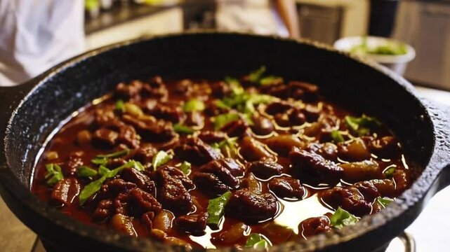 Authentic chinese cooking beef stir fry recipe restaurant style delicious asian cuisine food preparation 4k video UDH
