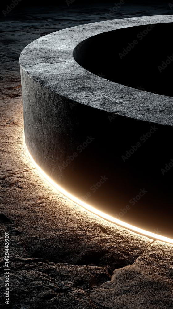 Poster glowing round illuminated lines with motion blur represent futuristic speed connectivity and infinit