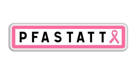 Panneau de sortie de Pfastatt, Haut-Rhin, Grand Est avec Ruban Octobre Rose