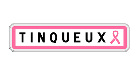 Panneau de sortie de Tinqueux, Marne, Grand Est avec Ruban Octobre Rose