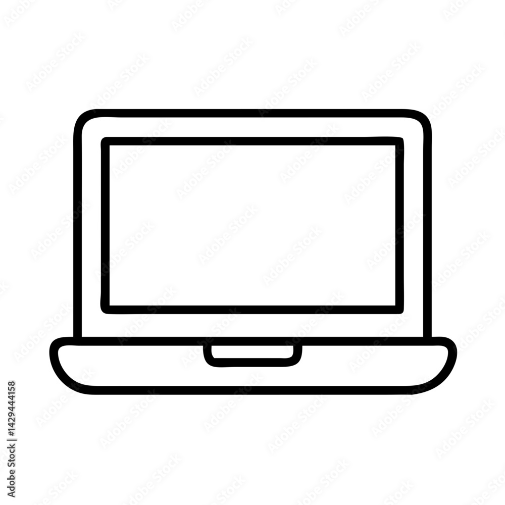 Poster laptop computer vector icon for technology and business use outline style simple design element