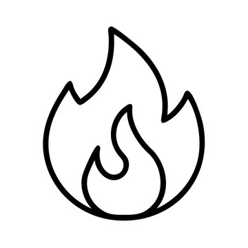 Fire flame vector icon illustration representing burning hot fire element design graphic outline symbol