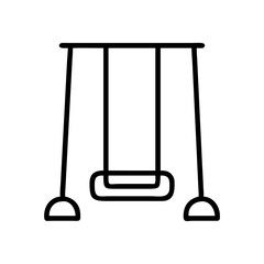Swing set outline vector illustration for playground equipment and childhood fun design
