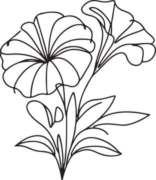 black line art petunia flowers clip art preview
