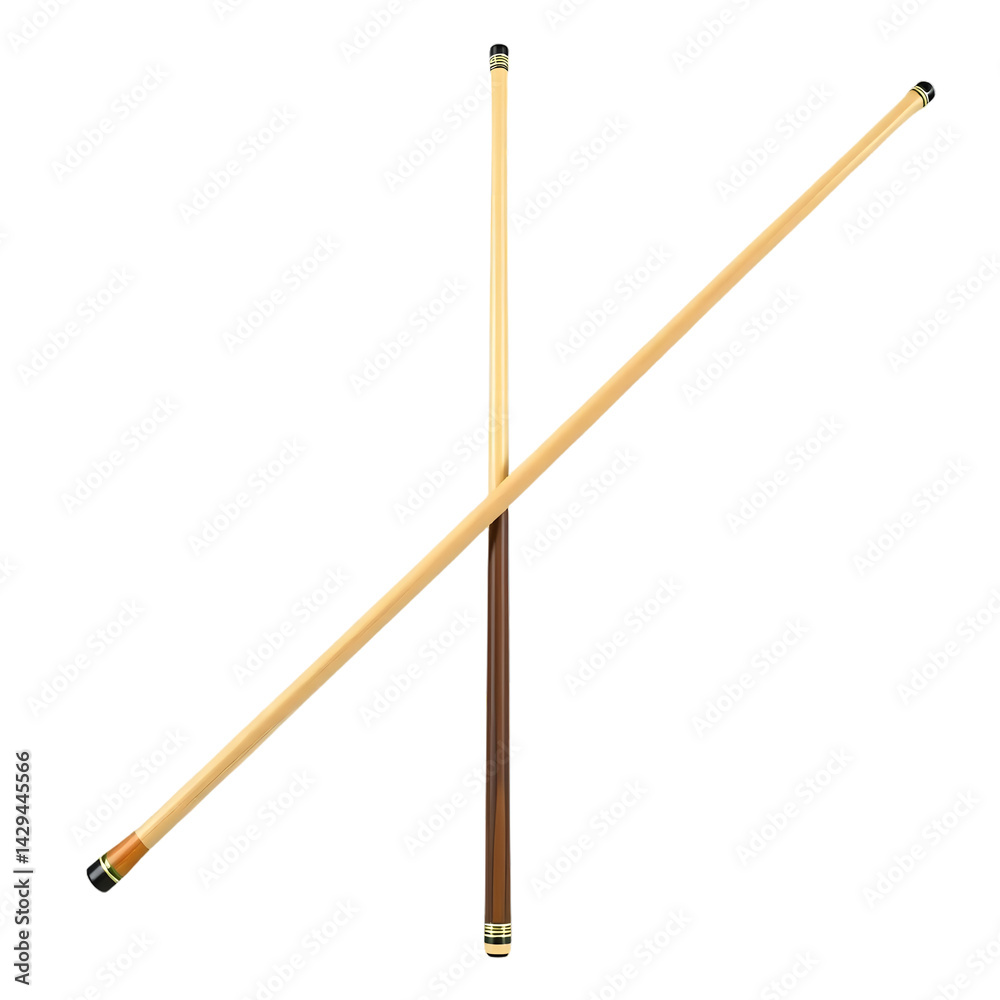 Aufkleber classic pool cue stick, a detailed 3d render. straightforward view of a game cue. the wrap is visibl