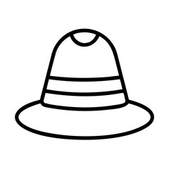 Illustration of a classic fedora hat with black outline for fashion and design projects use case