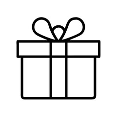 Gift box vector icon present with ribbon bow for birthday christmas or special occasion outline