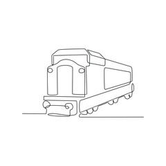 One continuous line drawing of train vehicle vector design illustration. Modern and traditional land vehicle design in simple linear style concept. Train design for your asset and educational purpose.