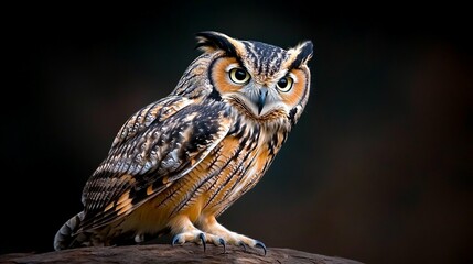 Majestic owl closeup wildlife photography dark background nature image