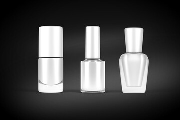 3D illustration. Nail polish bottles isolated