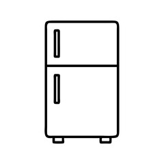 Outline drawing of a modern refrigerator appliance for kitchen storage and food preservation at home