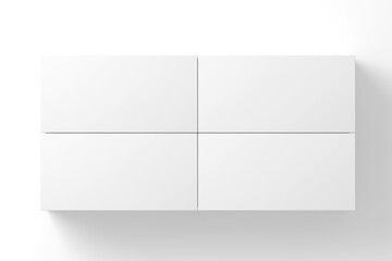 3D Illustration. Wide rectangular box mockup isolated. Overview