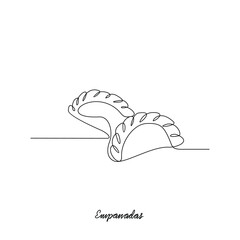 One continuous line drawing of Empanadas food vector design illustration. Traditional food in simple linear style vector design concept. European foods for your asset design and educational purpose.