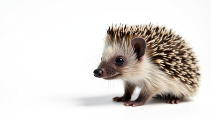 Fototapeta premium Close-up of a hedgehog on a seamless white background, texture, spines