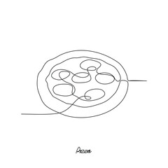 One continuous line drawing of Pizza food vector design illustration. Traditional food in simple linear style vector design concept. European foods for your asset design and educational purpose.