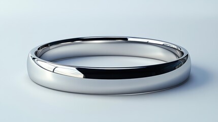 Sleek silver cuff bracelet with smooth surface and polished shine, isolated on white background