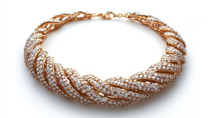 Obraz premium High-quality k yellow gold necklace with diamond accents, isolated on white background