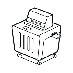 Office Shredder Line Art Outline Vector for Stationery Design