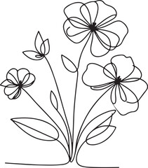 Charming line art of Violet flower on white