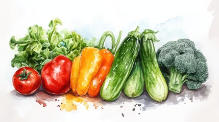 Soft watercolor veggies