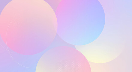 A digital rendering with a soft, gradient-based aesthetic showcases a composition of overlapping translucent circles filled with muted pastel hues.