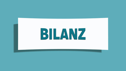 Bilanz (Balance sheet) - A card isolated on light green background.