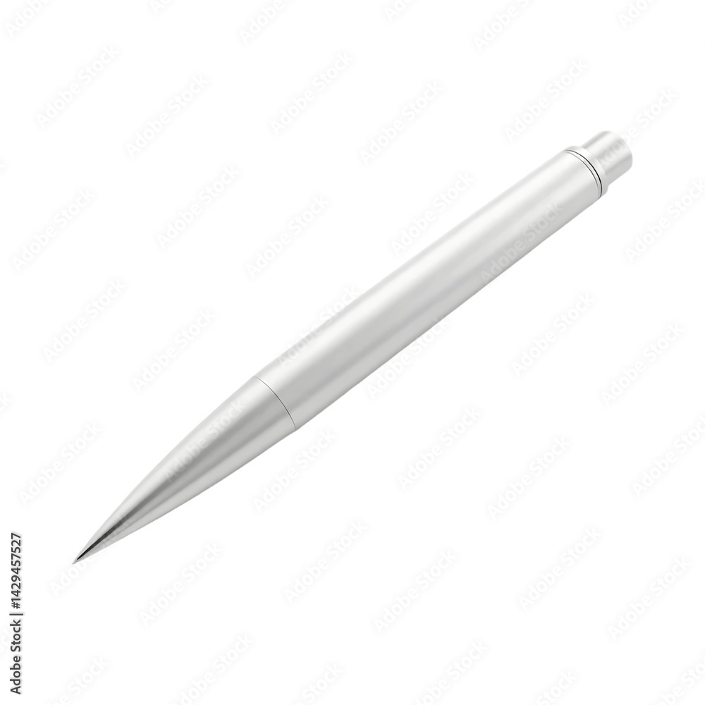 Poster sleek silver pen, a symbol of writing excellence. luxurious design captured in a 3d render. a smooth
