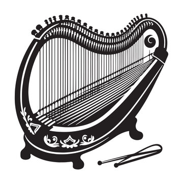 black harp musical instrument clip art preview