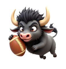 Naklejka premium Cartoon bull playing with a football