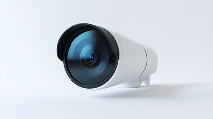 White Security Camera with Closeup.