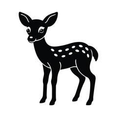 minimal outline baby deer silhouette vector illustration