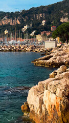 French Riviera. Turquoise sea, colorful houses, marina and seaside, Provence, Alps, Cote d'Azur France February 25, 2025