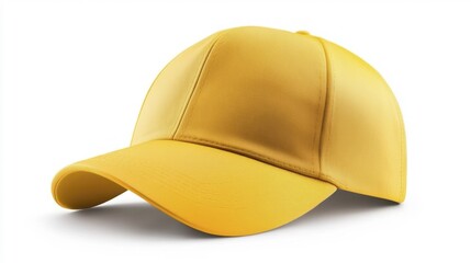 Fototapeta premium Yellow cap mockup isolated on white background. Generative AI
