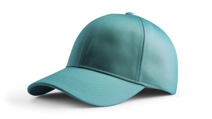 Fototapeta premium Teal Cap Mockup Isolated on White Background. Generative AI
