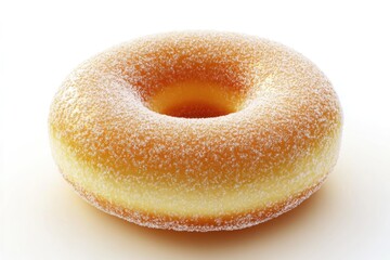 A delicious, sugar-coated donut, golden-brown and perfectly glazed, ready to eat.